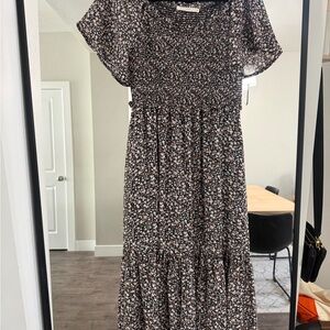 Ellison Black Floral Midi Dress